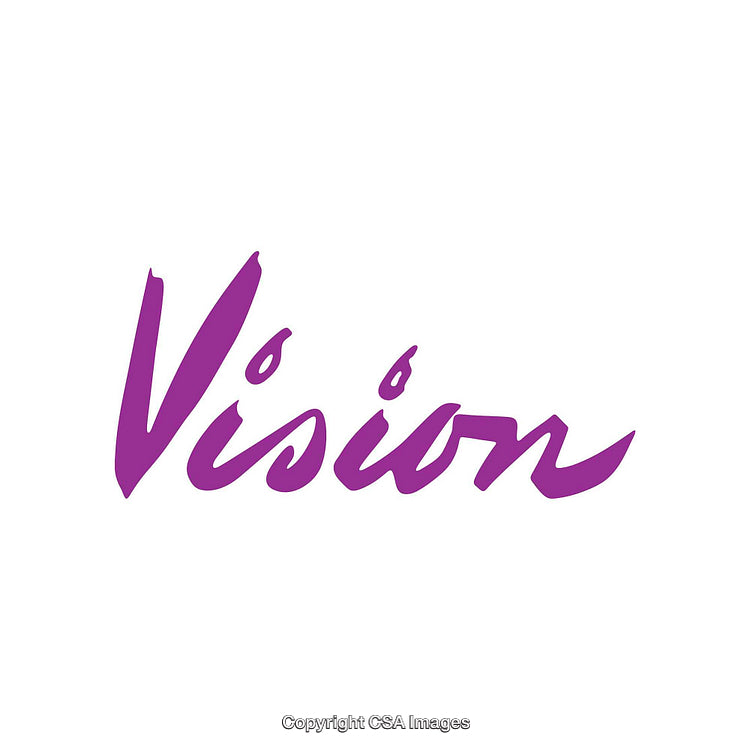 Purple Vision Text on White Background with Artistic Font Style