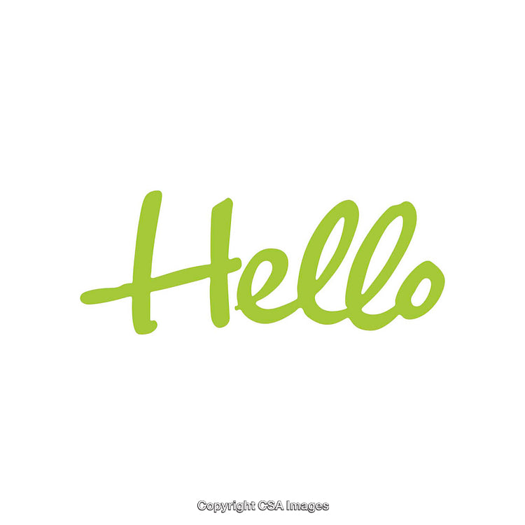 Green Handwritten Hello Text on a White Background