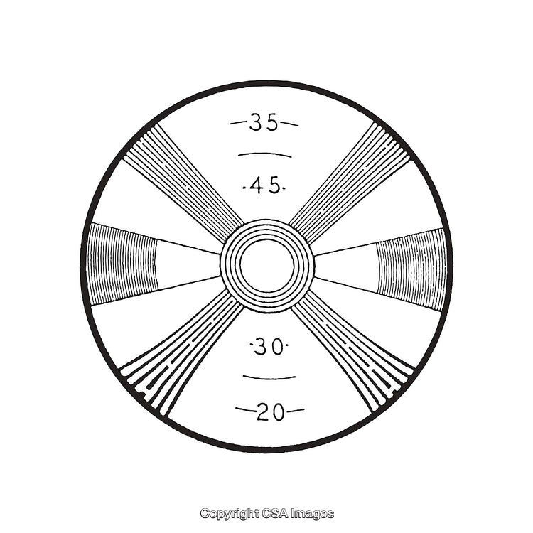 Vintage Black and White Circular Diagram with Measurement Markings
