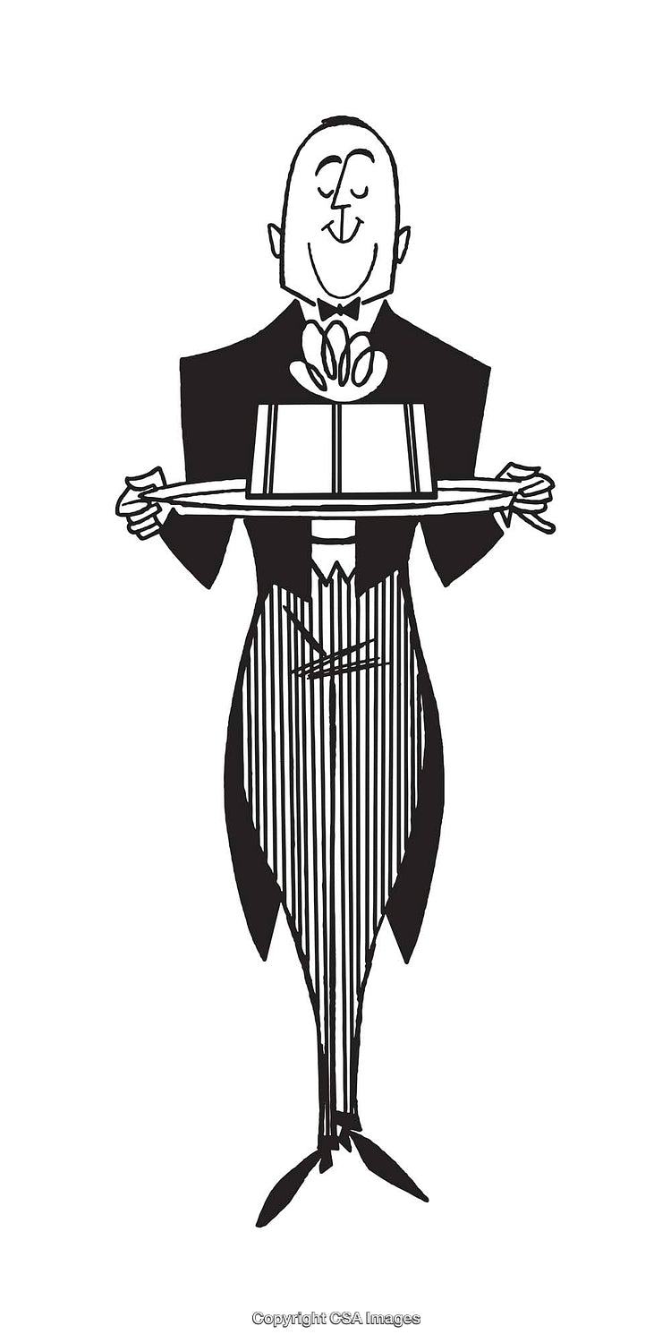 Elegant Line Art Illustration of a Distinguished Man in Formal Attire