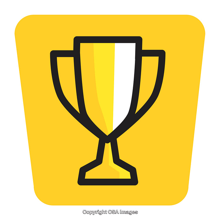Golden Trophy Icon Representing Success and Achievement on Yellow Background