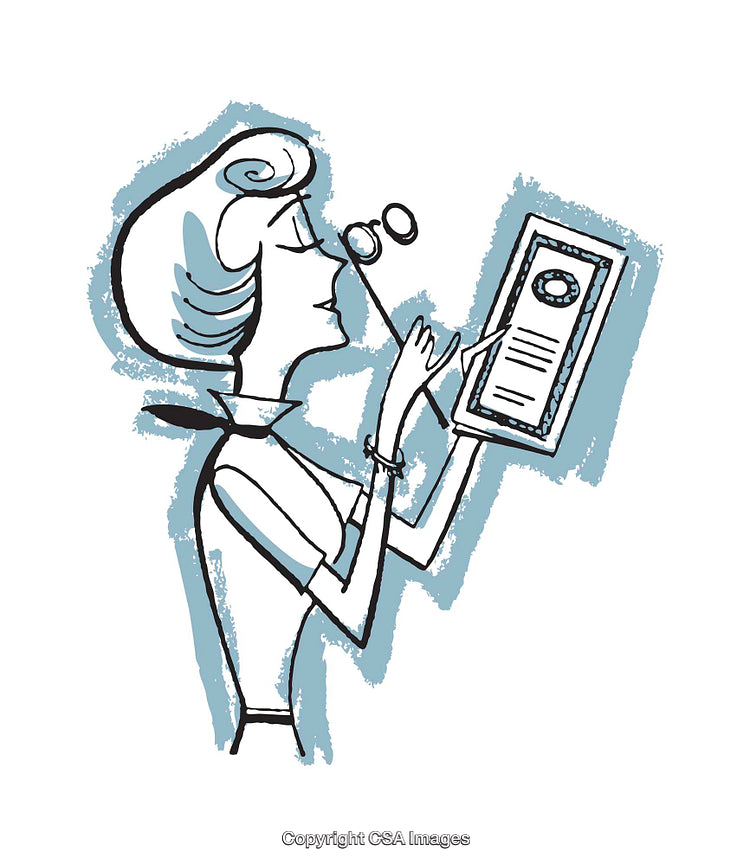 Vintage Illustration of a Woman Using a Tablet Digital Device