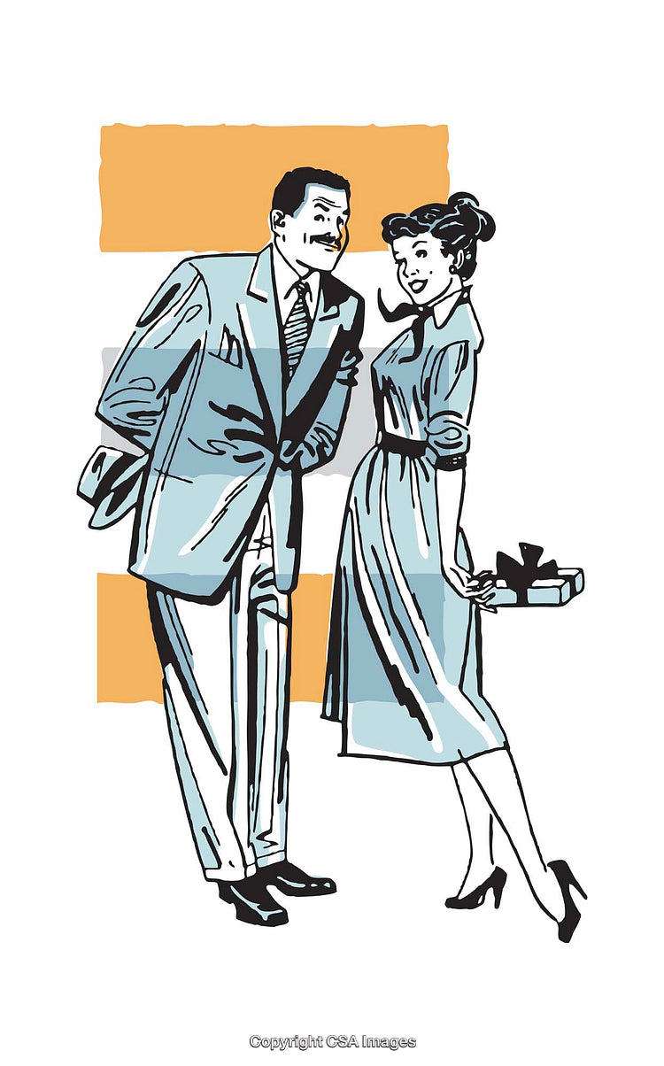 Retro Illustration of a Stylish Couple in a Sophisticated Pose