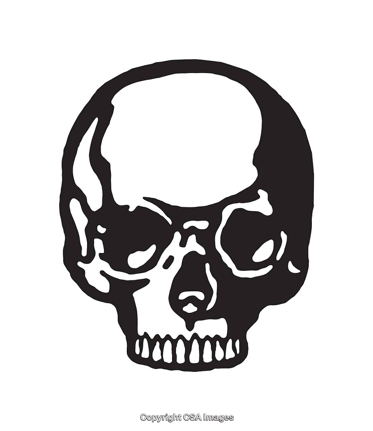 Black and White Skull Line Art Illustration on White Background