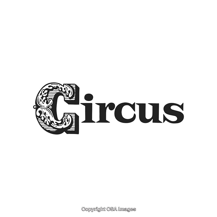 Elegant Black and White Circus Logo With Artistic Typography
