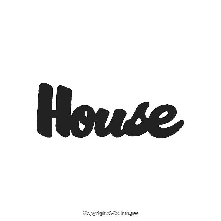 Stylized Black Hand-Lettered House Text Design on White Background