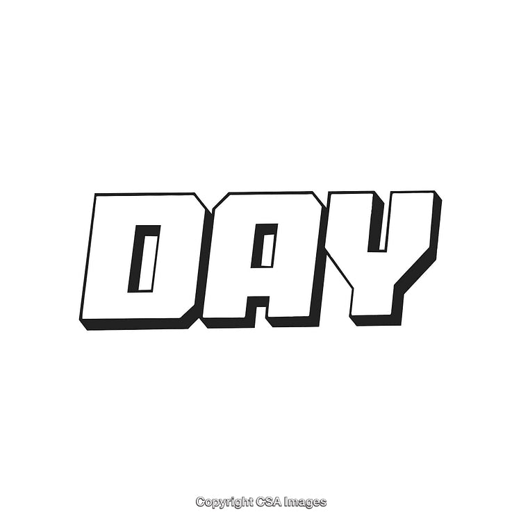 Bold 3D Word Art Design Featuring the Term 'Day' in Black Outline