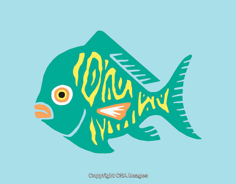 Colorful Fish Line Art Illustration with Vibrant Patterns and Neon Colors