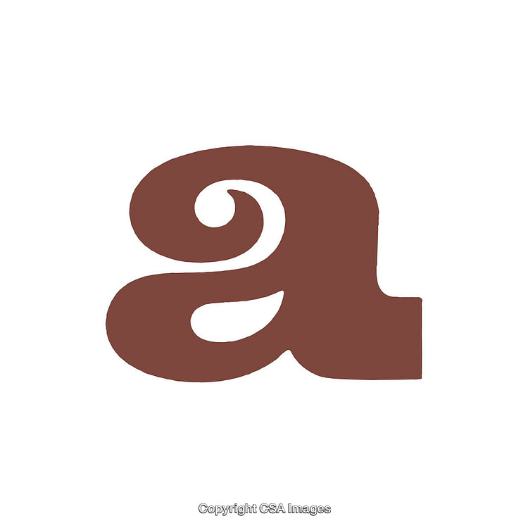 Stylized Brown Lowercase Letter A with Curved Serif