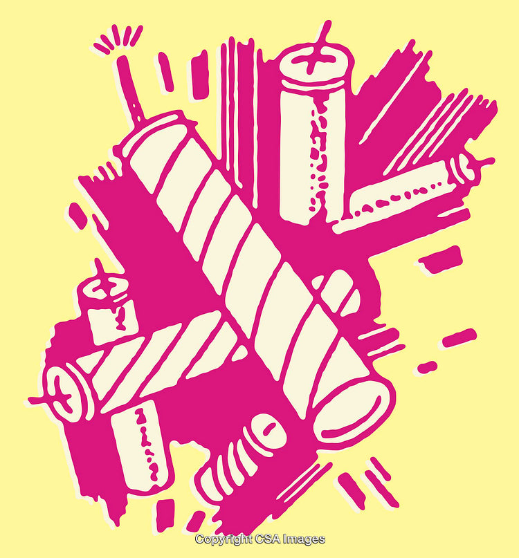 Vibrant Line Art of Candles on a Bright Background