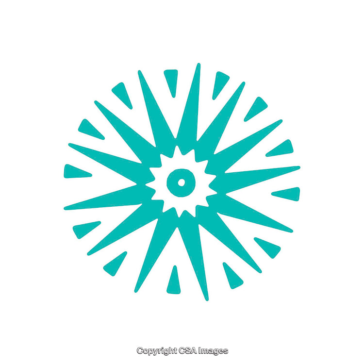 Abstract Turquoise Starburst Design with Symmetric Shapes on White Background