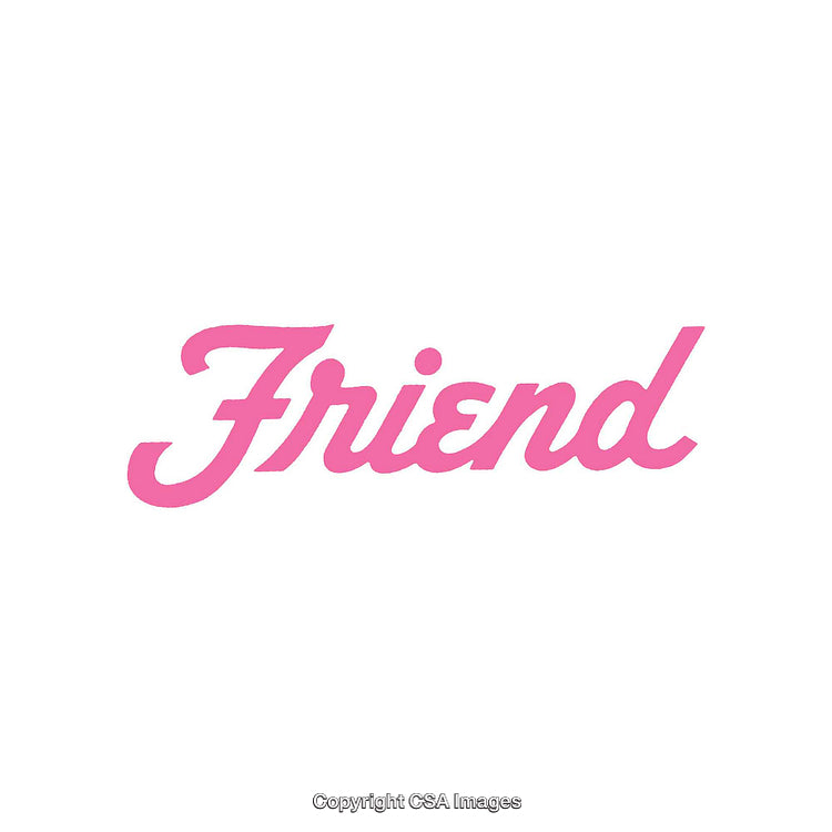 Pink Script Text Featuring the Word 'Friend' on a White Background