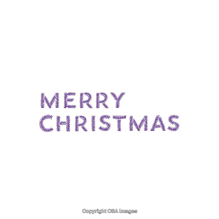 Purple Merry Christmas Decoration Text on White Background for Holiday Visuals