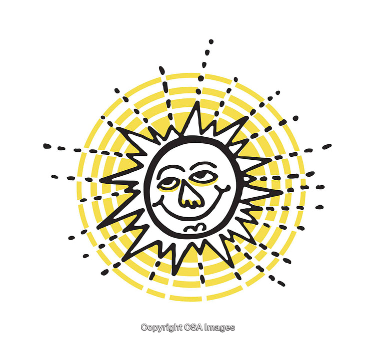 Hand-Drawn Sun Illustration with a Whimsical Facial Expression