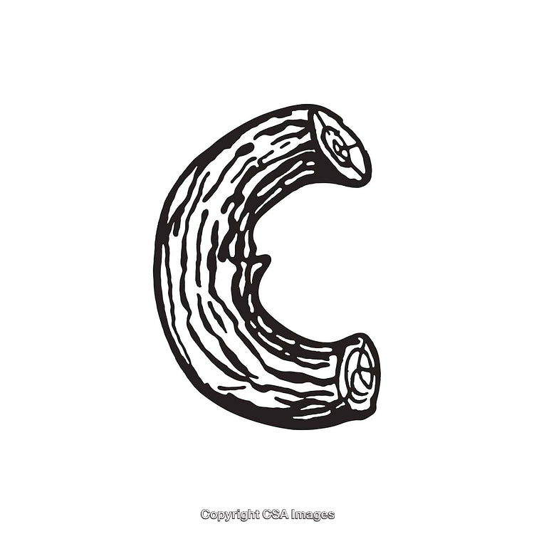 Artistic Illustration of the Letter C in a Black and White Style