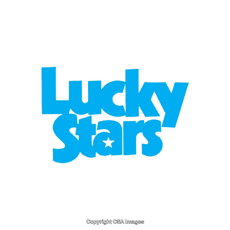 Blue Lucky Stars Text Illustration Isolated on White Background