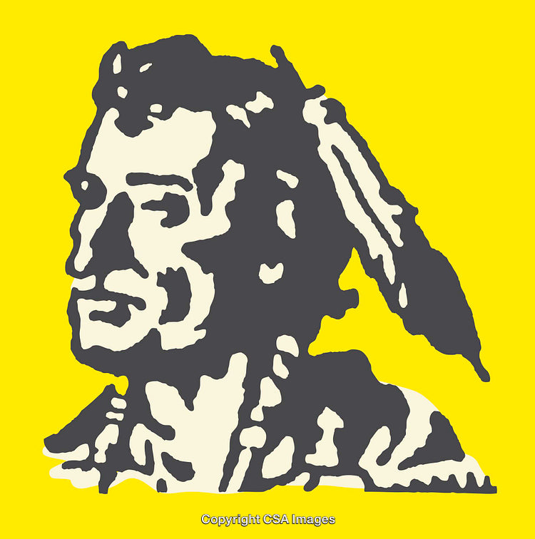 Monochromatic Line Art Illustration of a Head on Yellow Background