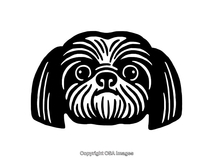 Black and White Line Art of Dog Head Featuring Facial Details