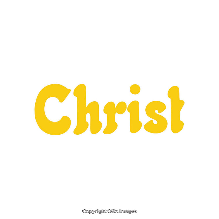 Yellow Text Depicting the Word Christ on a White Background