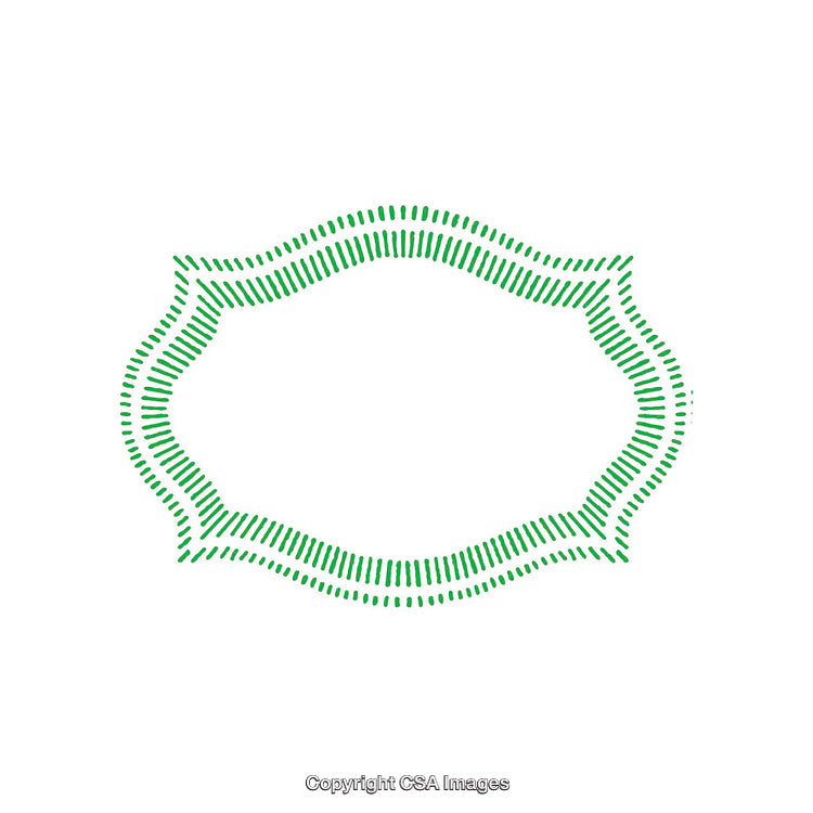 Green Dashed Decorative Frame with Wavy Border on White Background