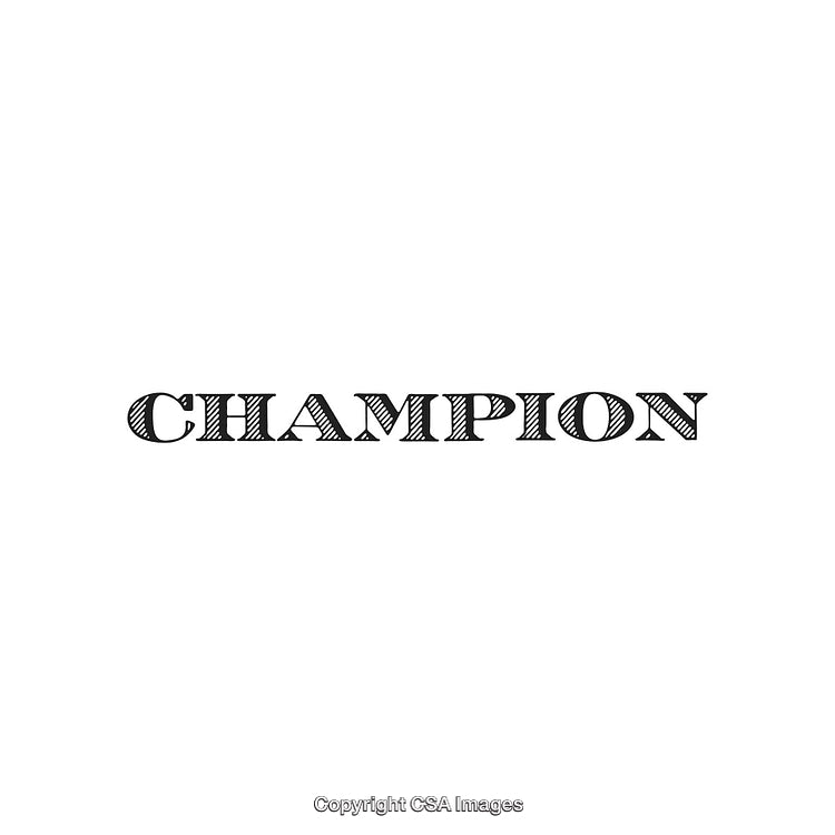 Champion Typography Design on a White Background with Bold Details