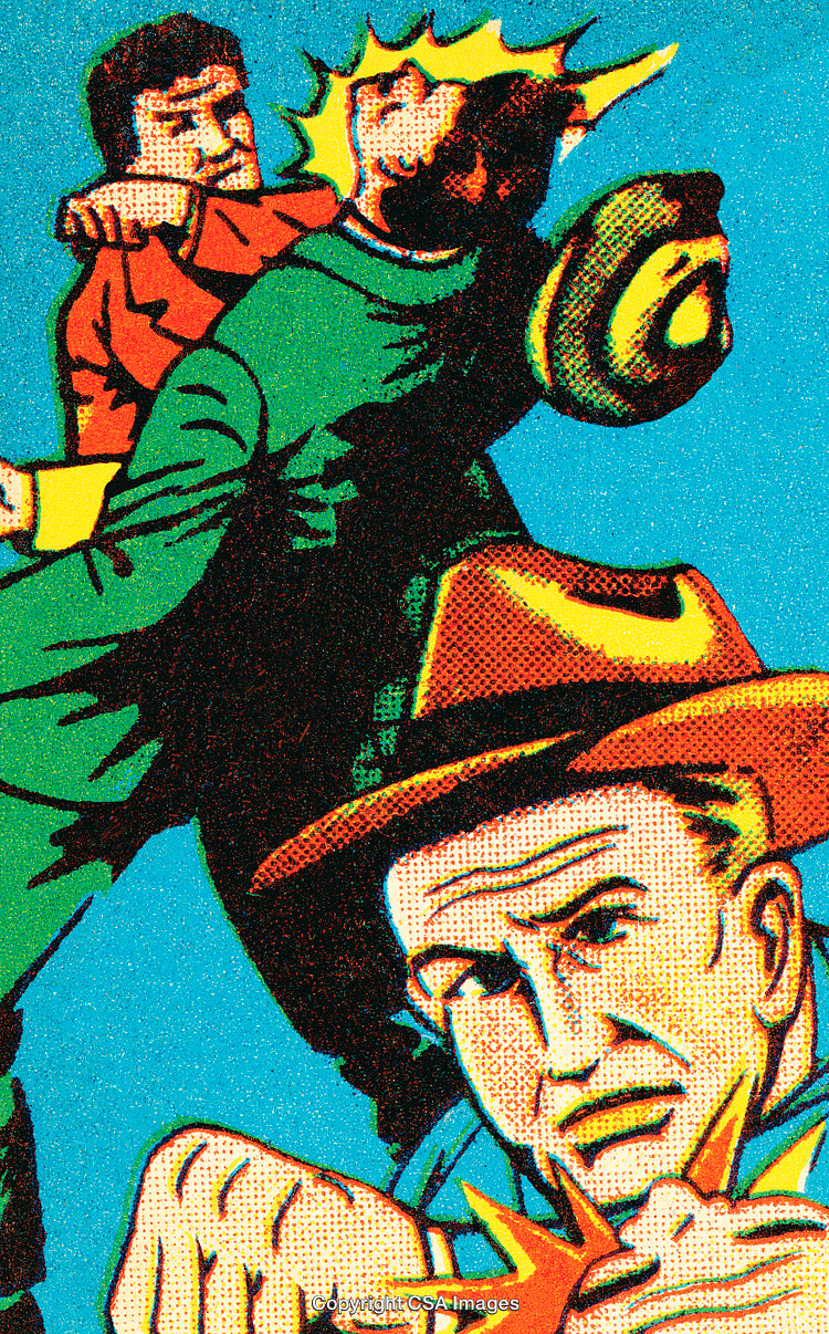Vivid Retro Comic Illustration of a Dramatic Action Scene