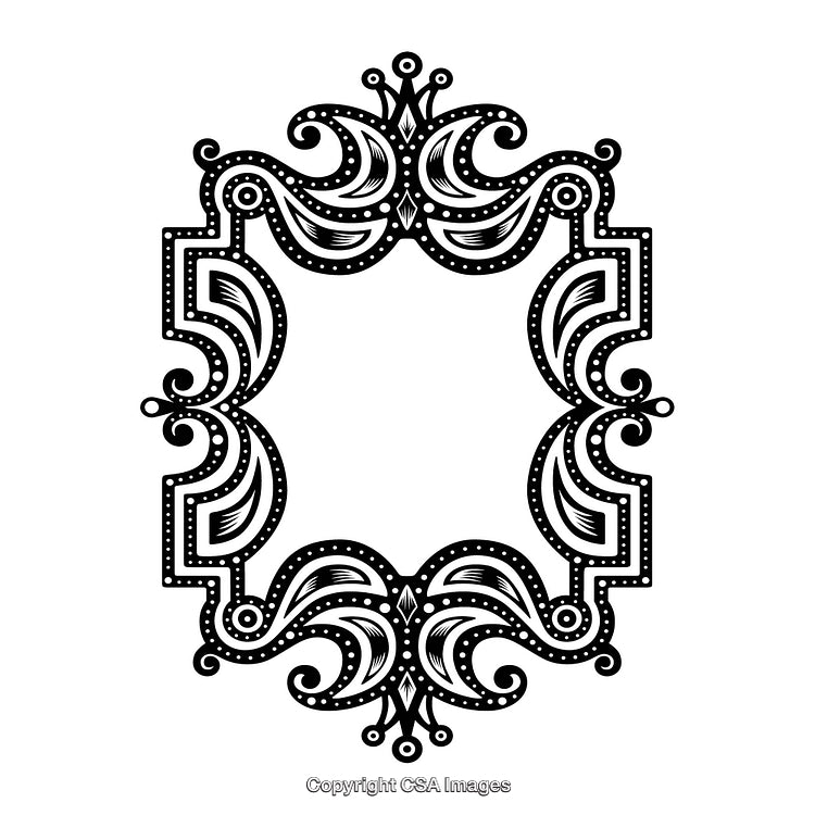 Intricate Ornamental Black and White Border with Decorative Patterns