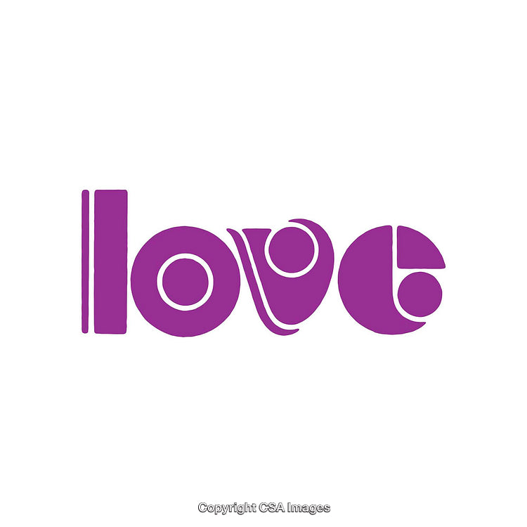 Elegant Purple Typography Design Highlighting the Word Love in Abstract Style