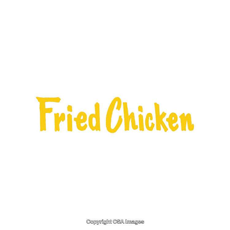 Yellow Fried Chicken Text on White Background Illustration