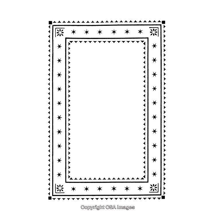 Elegant Black And White Border With Stars and Triangular Patterns