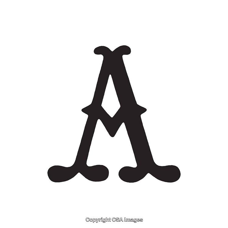 Artistic Black Letter A With Decorative Typeface on White Background