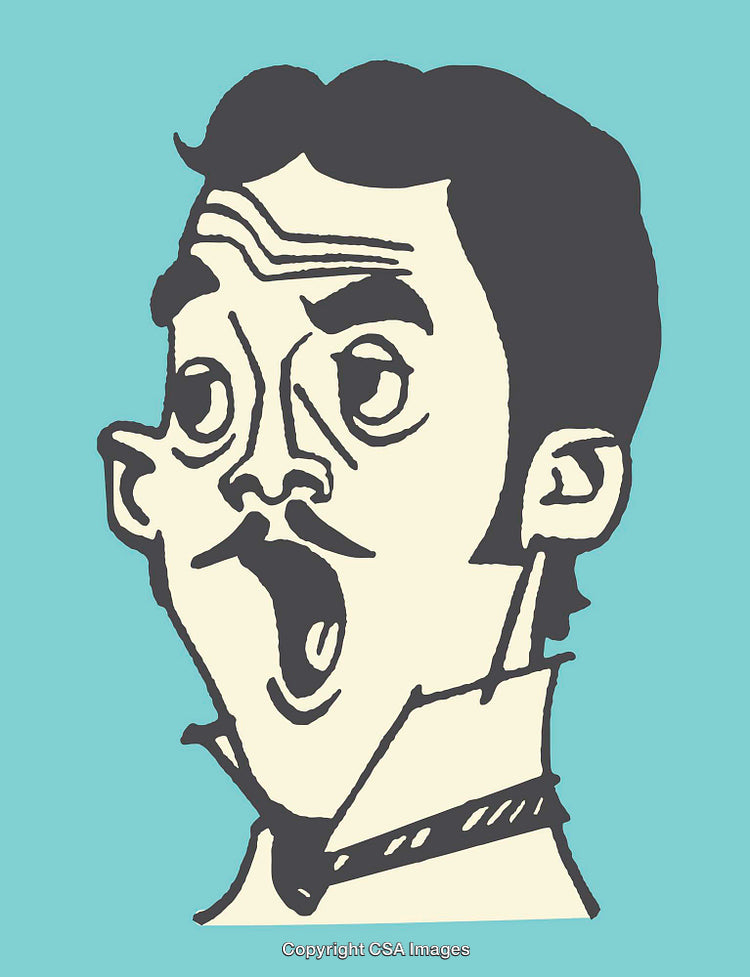 Color Illustration with Expressive Cartoon Character in Shocked Expression