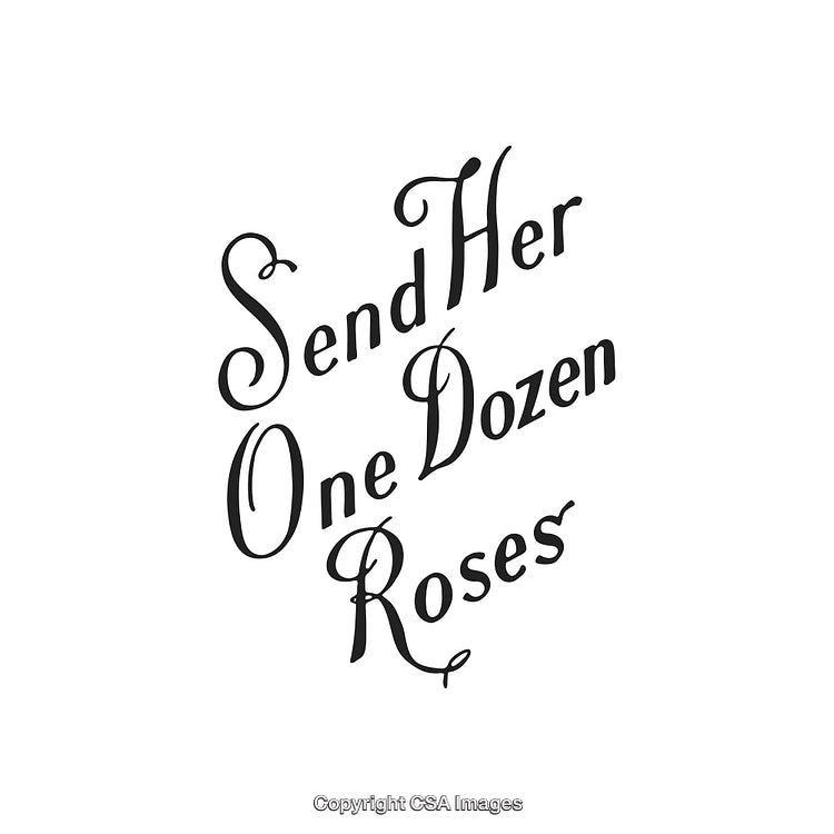 Elegant Calligraphy Text Promoting Sending Romantic Dozen Roses Arrangement Gift