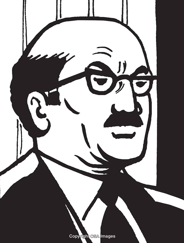 Minimalist Black and White Portrait of a Serious Man With Glasses