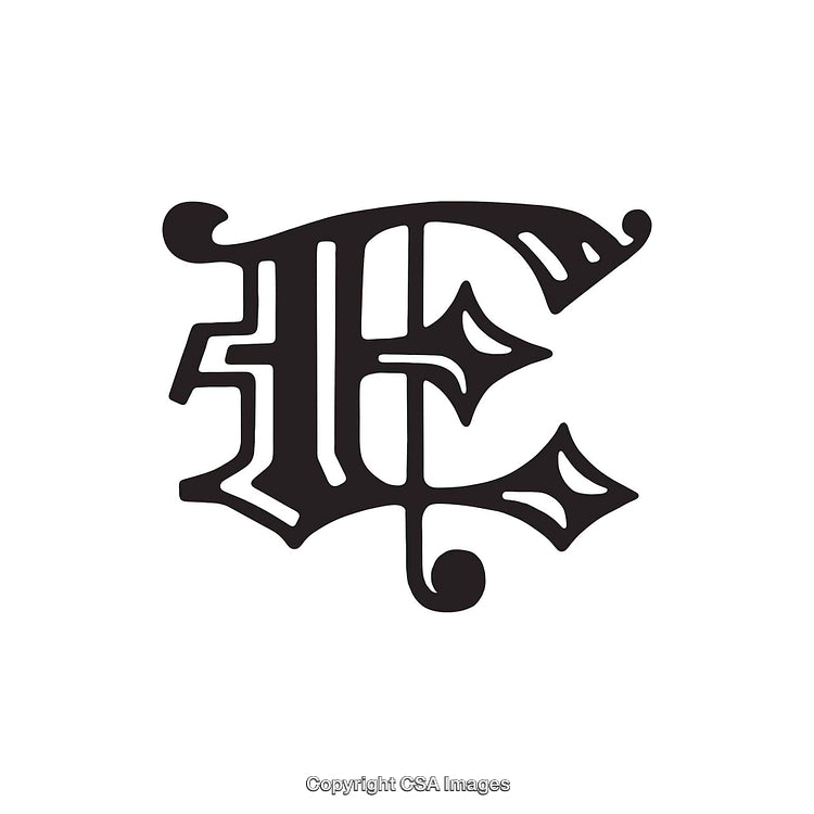 Ornate Decorative Monogram of the Letter E in a Vintage Style