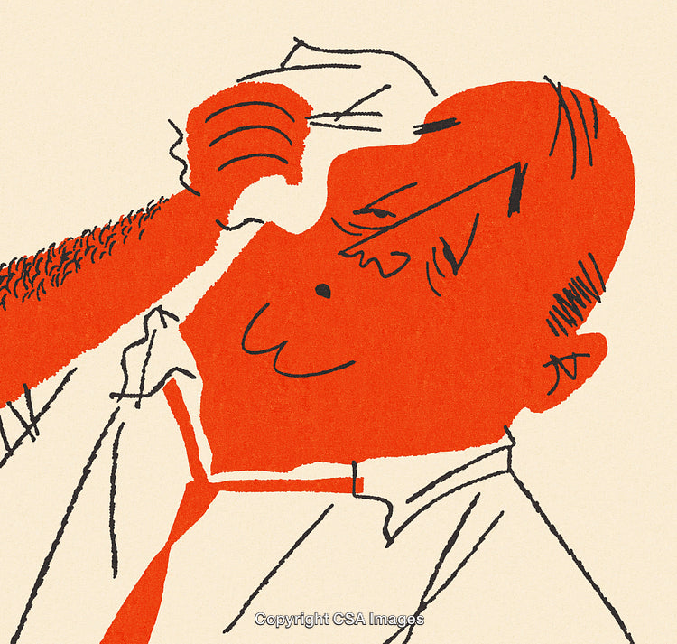 Cartoon Illustration of A Person Wiping Sweat With A Cloth in Motion