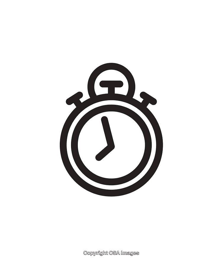 Minimalistic Black and White Stopwatch Icon in Line Art Style