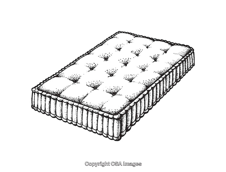 Black and White Line Art Illustration of a Mattress