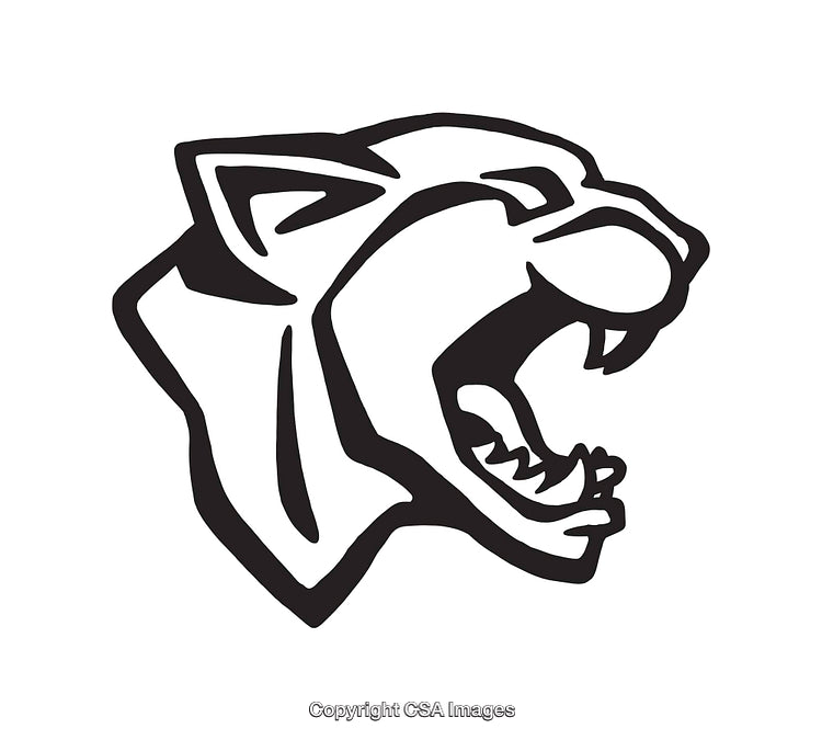 Fierce Roaring Panther Line Art Illustration in Black and White Design