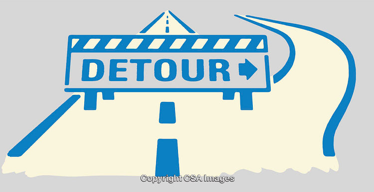 Illustration of a Detour Sign on a Stylized Roadway