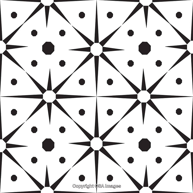 Geometric Black And White Abstract Pattern With Repeating Star Shapes