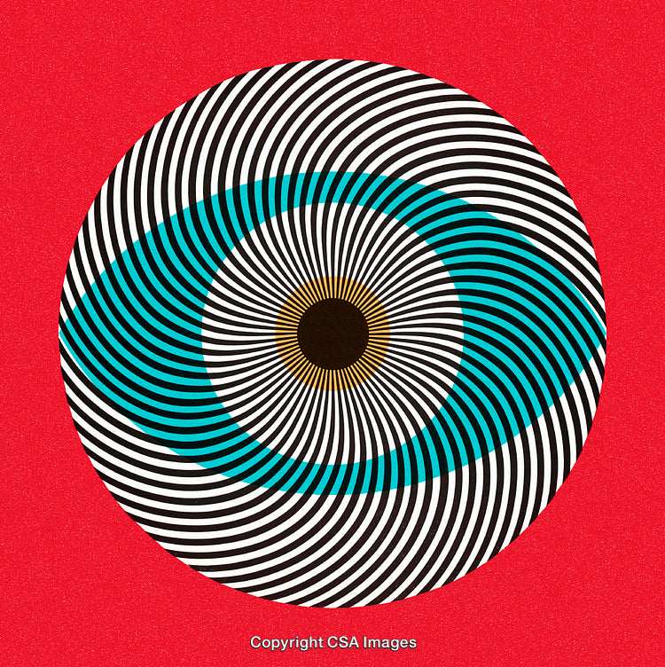 Vibrant Op Art Style Eye Design With Hypnotic Color Pattern