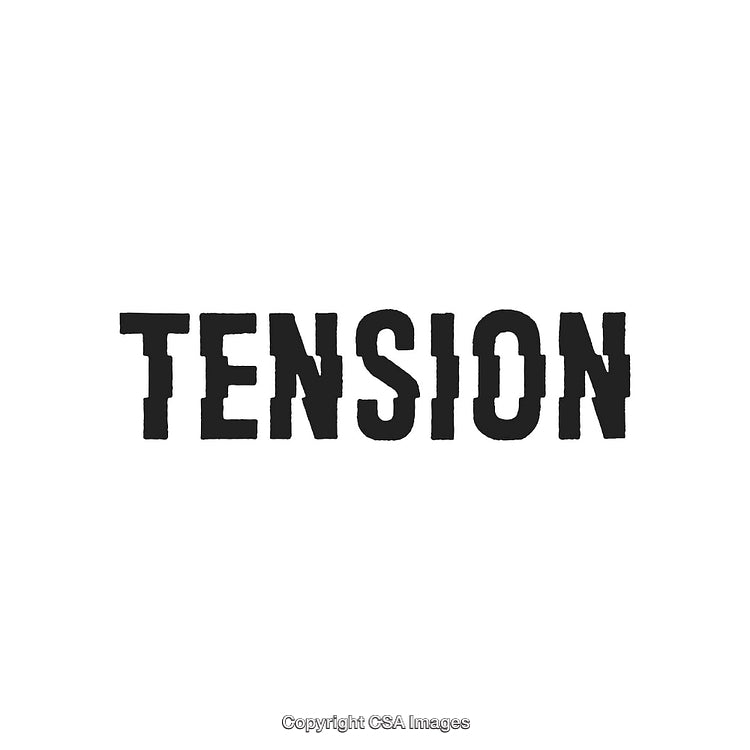 Black Typography of the Word Tension on White Background for Emphasis