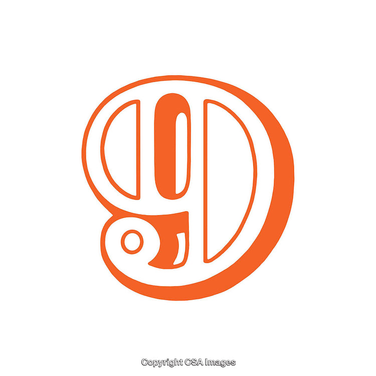 Orange Decorative Number Nine in Playful Design Style