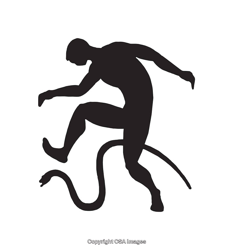 Silhouette of a Person Stepping on a Snake in Dynamic Composition