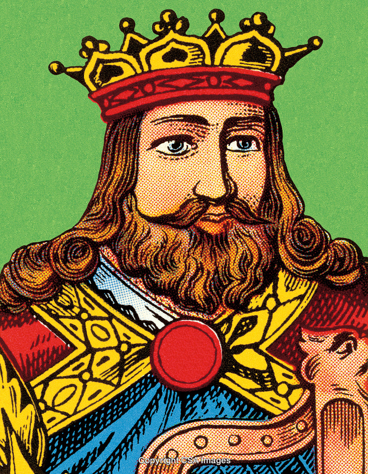 Illustration of a King in Traditional Royal Attire With Crown and Beard
