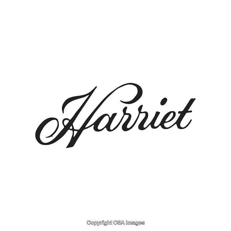 Elegant Black Script Typography Featuring the Name 'Harriet' on a White Background