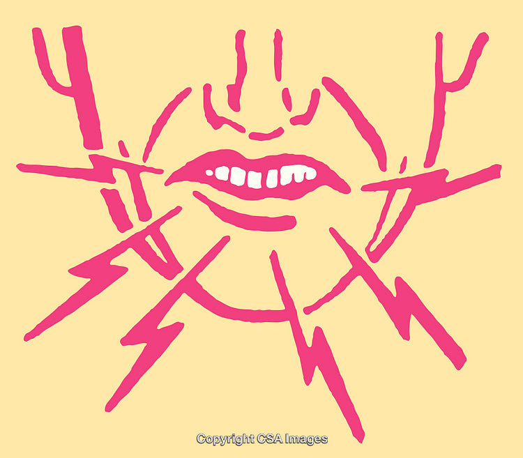 Vivid Line Art Depicting Radiating Sound From a Mouth