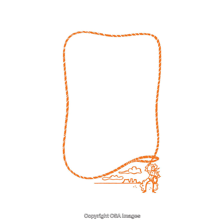 Blank Frame With Rope Border and Cowboy Themed Illustration