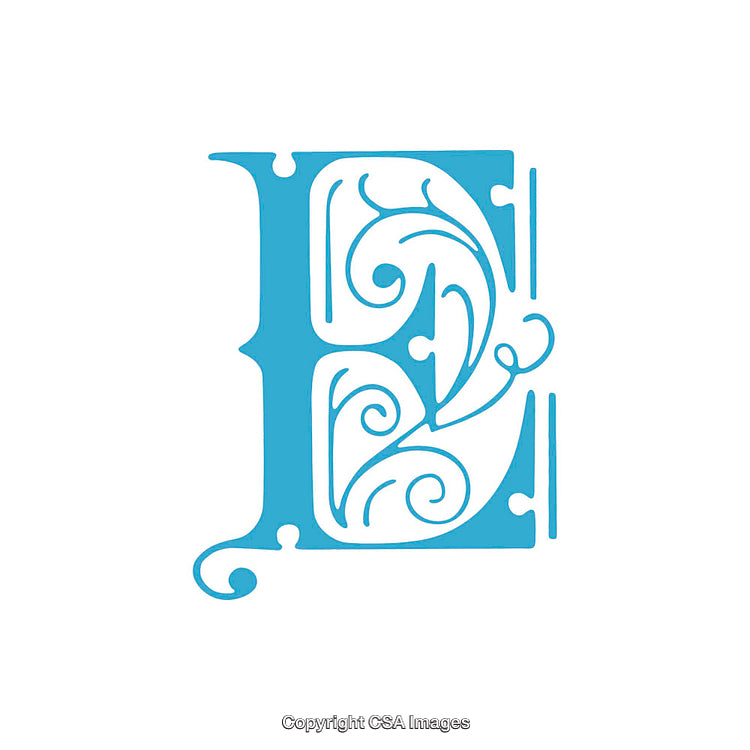 Elegant Decorative Letter E in a Vibrant Blue Design